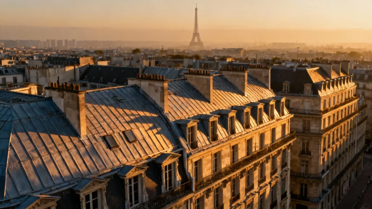 Toits parisiens au coucher du soleil