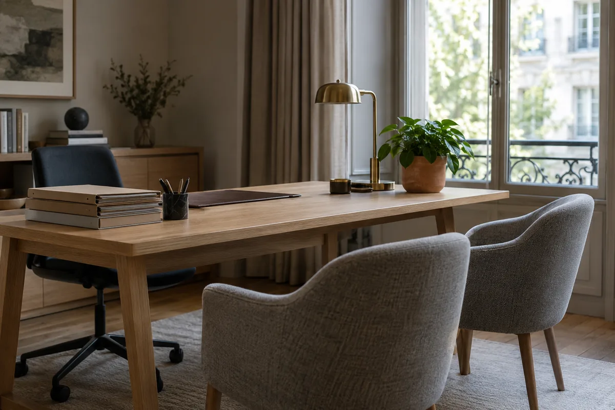 Bureau de conseil patrimonial sobre vu de côté en lumière naturelle